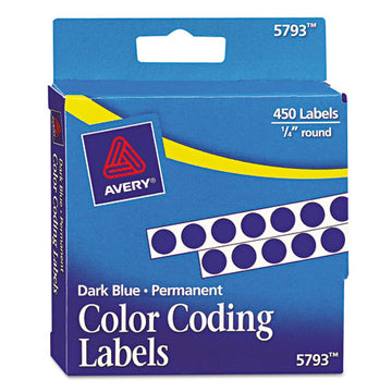 Avery® Handwrite-only Permanent Self-adhesive Round Color-coding Labels In Dispensers, 0.25" Dia., Dark Blue, 450-roll, (5793) freeshipping - TVN Wholesale